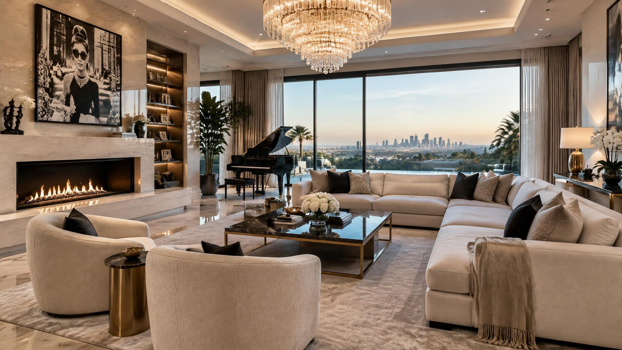 luxury celebrity living room interior