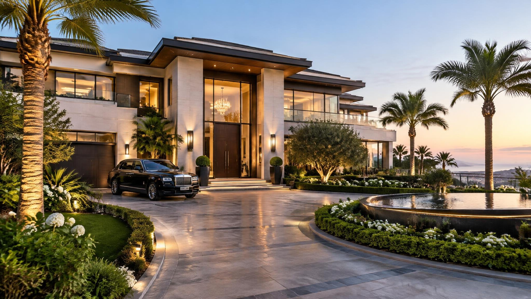 luxury celebrity mansion exterior